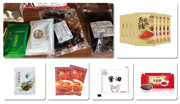 全套番茄醬包裝機-小型番茄醬包裝設(shè)備生產(chǎn)線可包裝樣品展示